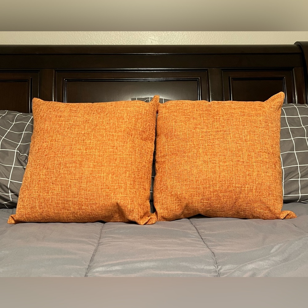 Throw Accent Pillows Orange Set of 2